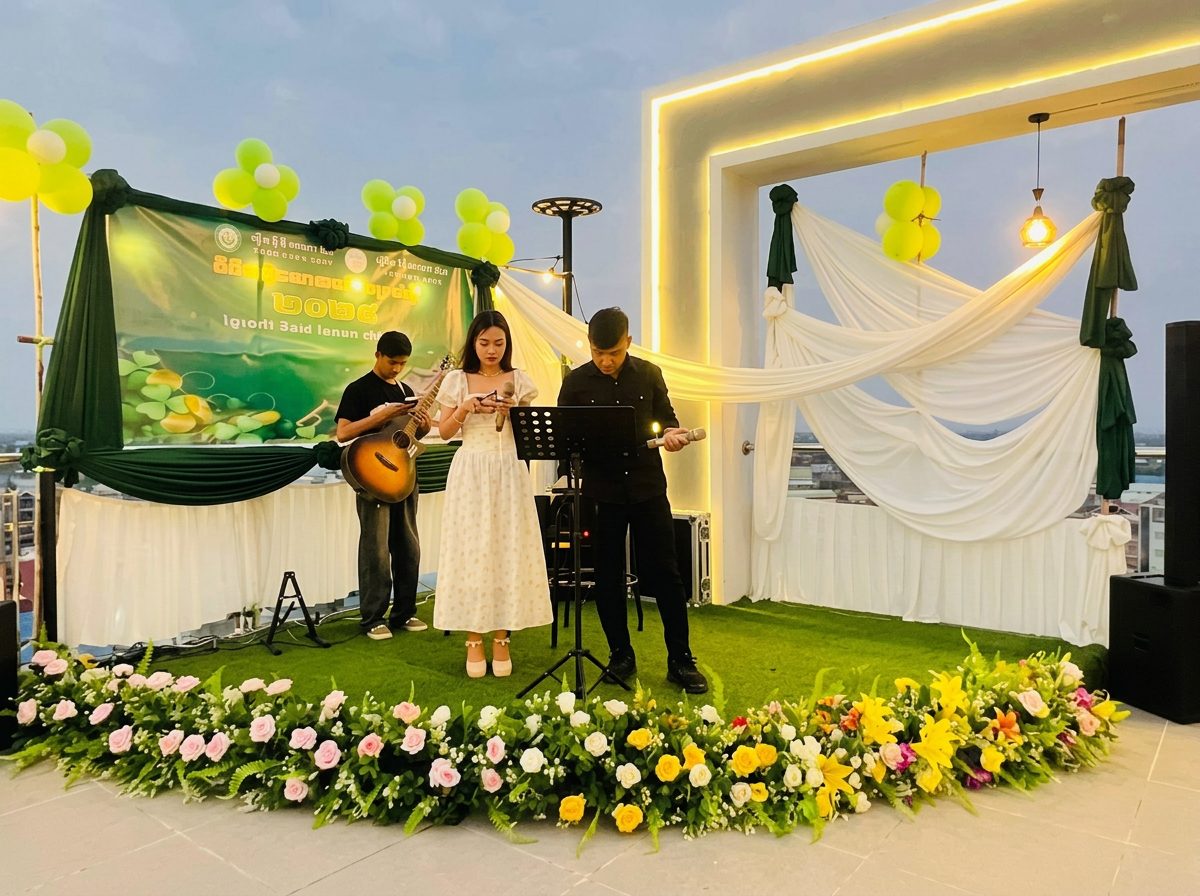 Rooftop live music event at Khemra Kampot Hotel